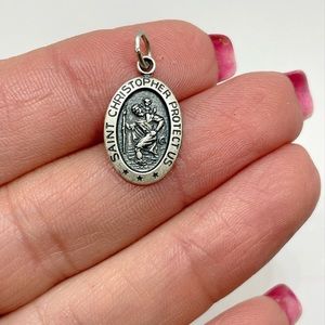 Sterling Silver Antiqued Saint Christopher Medal